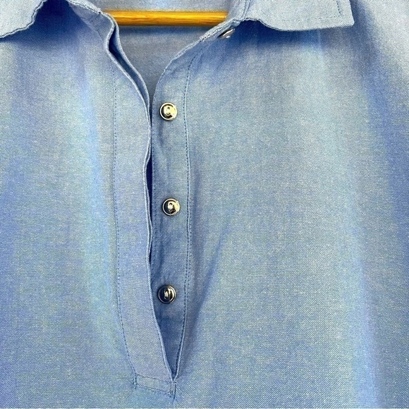 blue denim Blair women’s cotton tunic casual trend work office y2k 90s mature - Picture 4 of 5